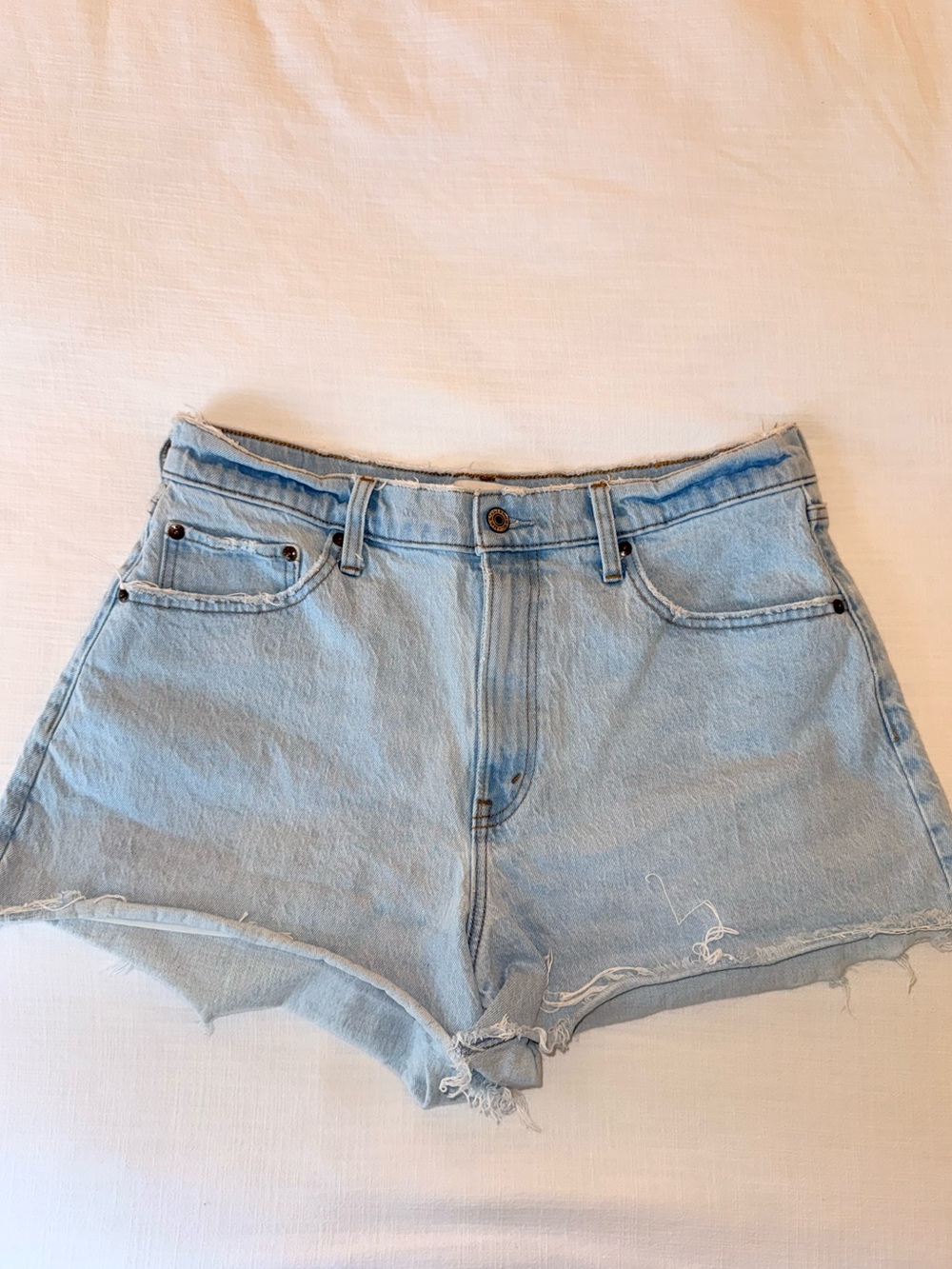 Abercrombie & Fitch Light Blue High-Waist Denim Shorts - Women's